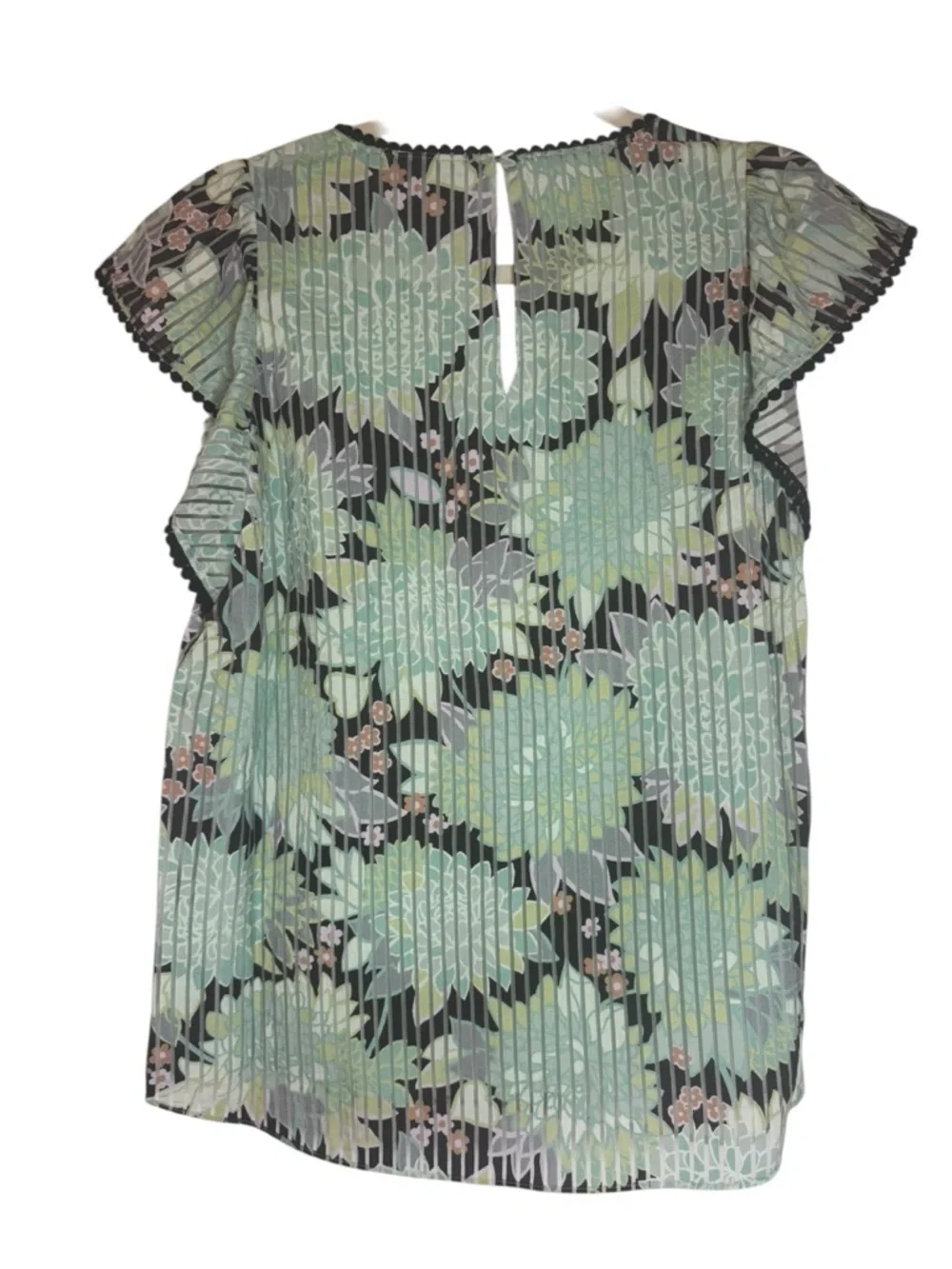 NWOT Kate Spade Dahlia Bloom Burnout Mint Floral Pleated V-Neck Small Top